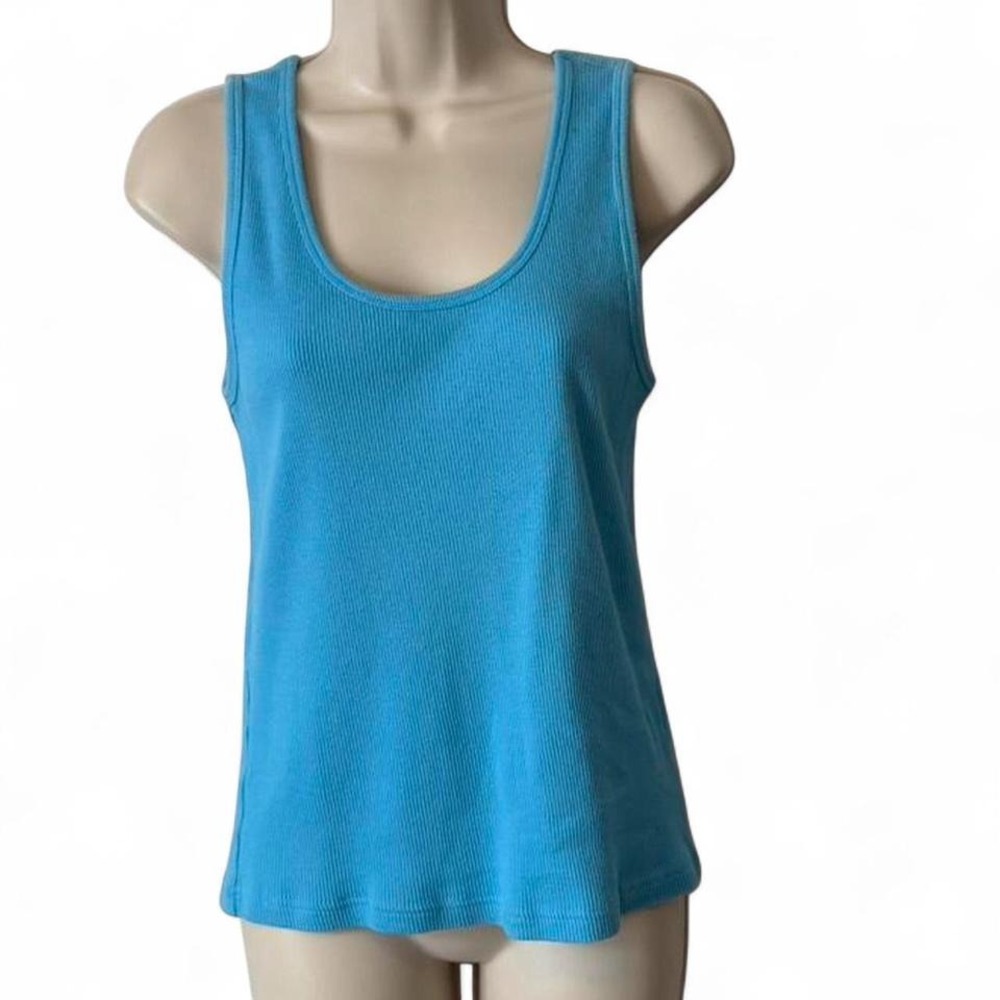 Vintage Y2K Old Navy Aqua Blue Ribbed Scoop Neck Tank Top, Women's Size L